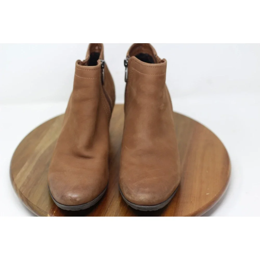 Blondo Valli Waterproof Ankle Boots Leather‎ Block Heel Brown Booties Size 10M